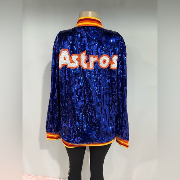 Jackets & Blazers - Houston Astros Jacket Size Large Woman Sequin Glitter Coat New